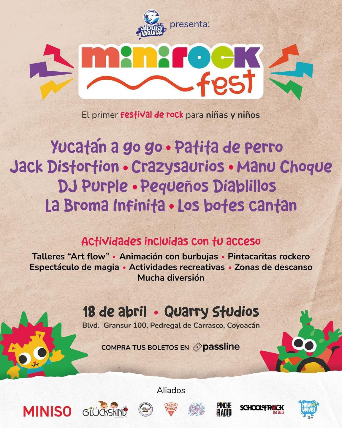 MINI ROCK FEST CDMX ABRIL 2026 CARTEL NUEVA SEDE