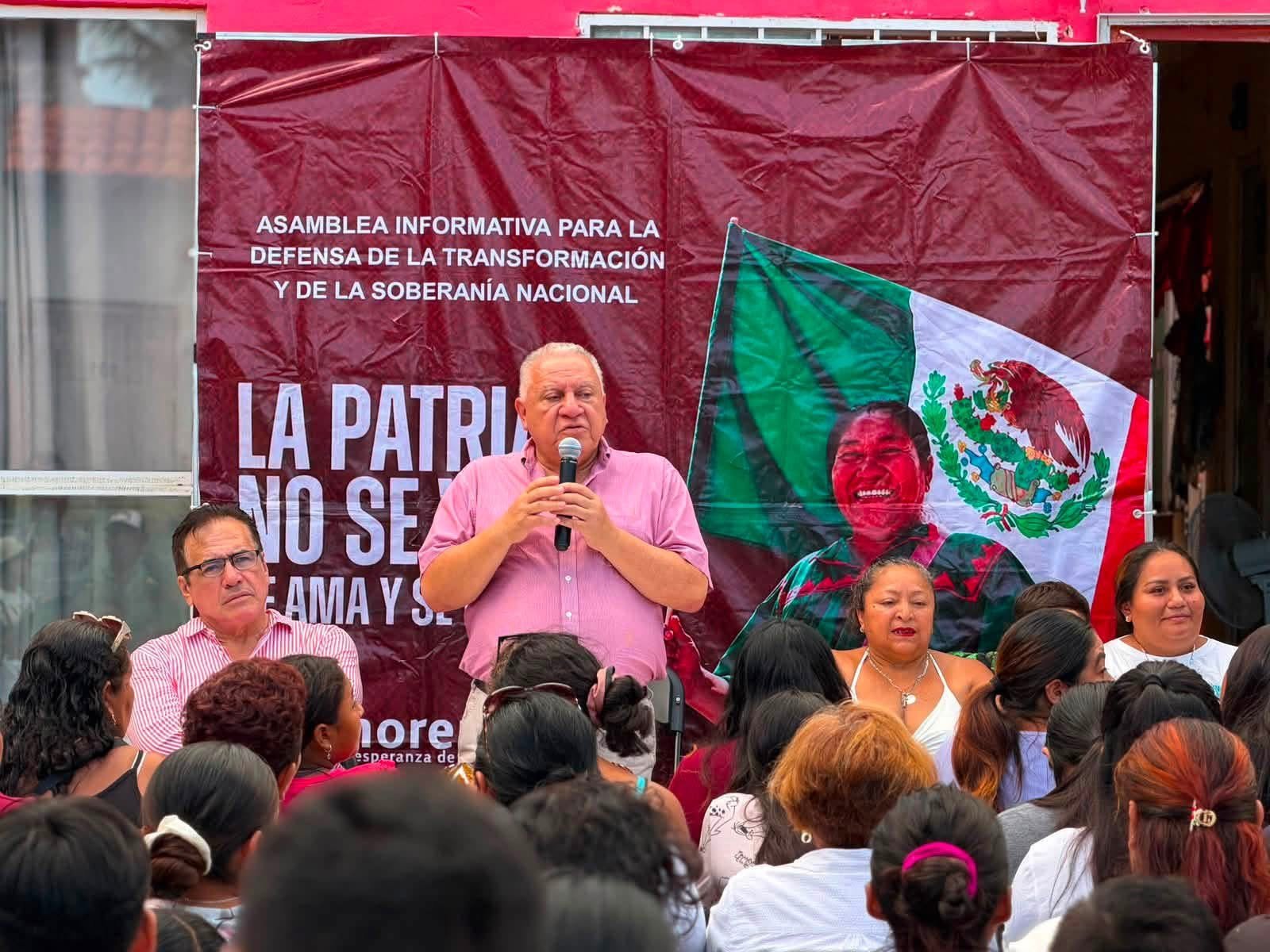 Rafa Marín reúne a la militancia de Villas Otoch para fortalecer la defensa de la Transformación y la Soberanía Nacional